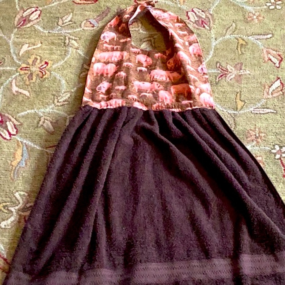 Adorable Pig Farm Apron OSFM Terry Cloth - Picture 4 of 16